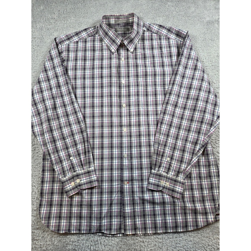 Daniel Cremieux Plaid Shirt XL Purple Grey Mens Signature Collection Button Down